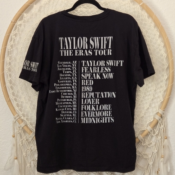 Taylor Swift The Eras Tour US Dates Black Graphic T-Shirt Size L Unisex - Picture 9 of 10